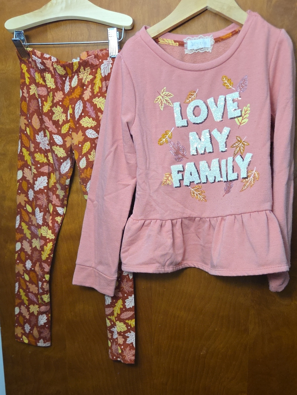 Girls Pink "Love My Family" Long-Sleeve Pajama Set